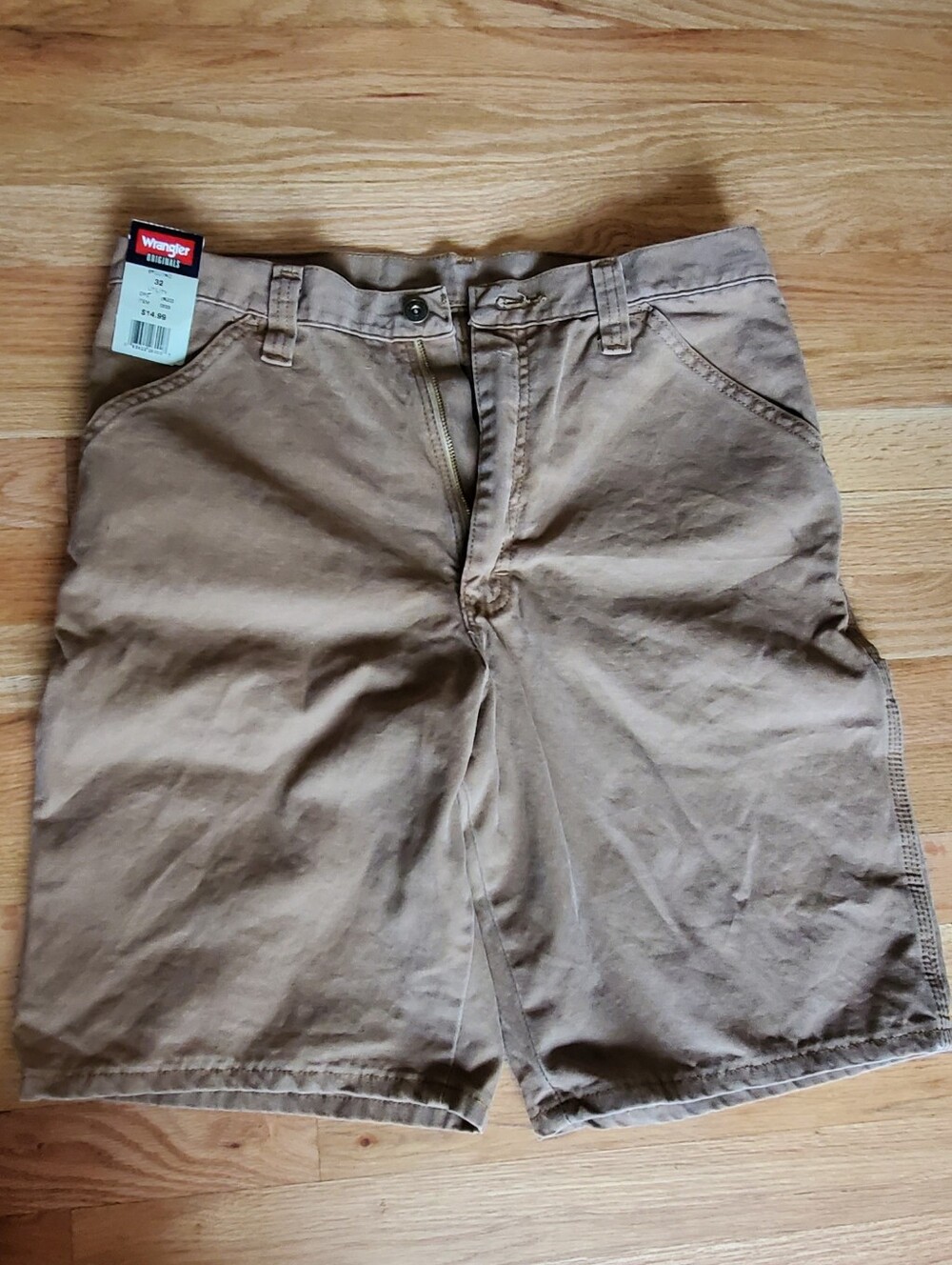 NWT Wrangler Originals Carpenter Shorts Loose Fit Midweight Canvas Tan Size 32